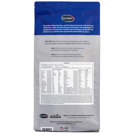 Back view of a blue and gray package with nutritional information on a white background
