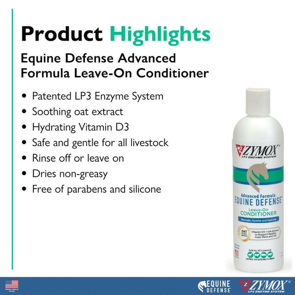 Zymox Equine Defense Leave-On Conditioner Liquid- Product highlights