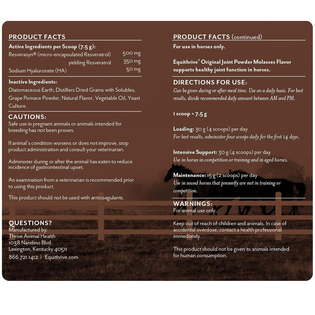 Equithrive Molasses Joint Powder – Original Formula for Horses with ...