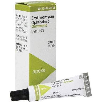 Erythromycin 0.5% Ophthalmic Ointment (3.5g), (Manufacturer may vary)