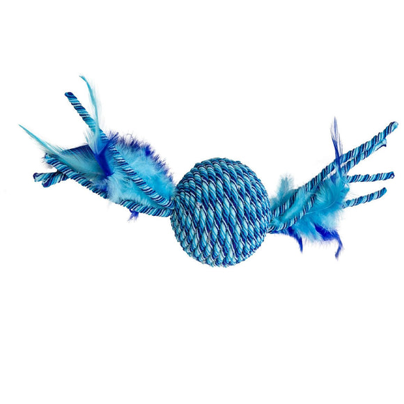 Ethical Pet Spot Elasteeez Ball & Feathers Cat Toy, Color Varies, 1-count