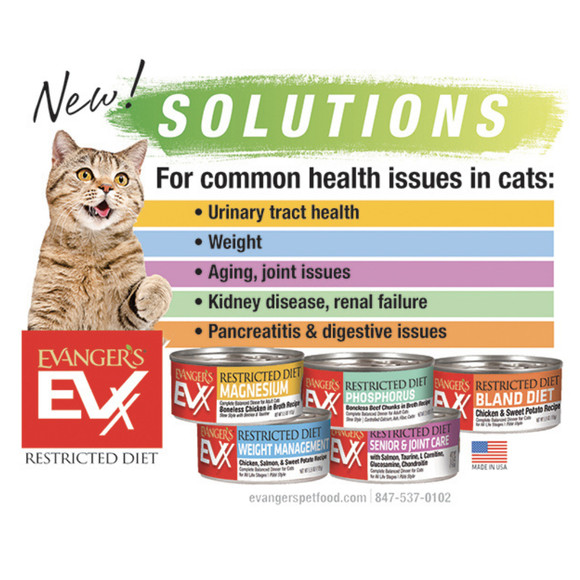 Evanger’s EVX Restricted Diet Low Phosphorus Boneless Beef Chunks in Brothe Recipe Wet Cat Food (5.5 oz x 24 cans)