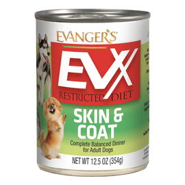 Evanger’s EVX Restricted Diet Skin & Coat Wet Dog Food (12.5 oz x 12 cans) - Dog Food 1
