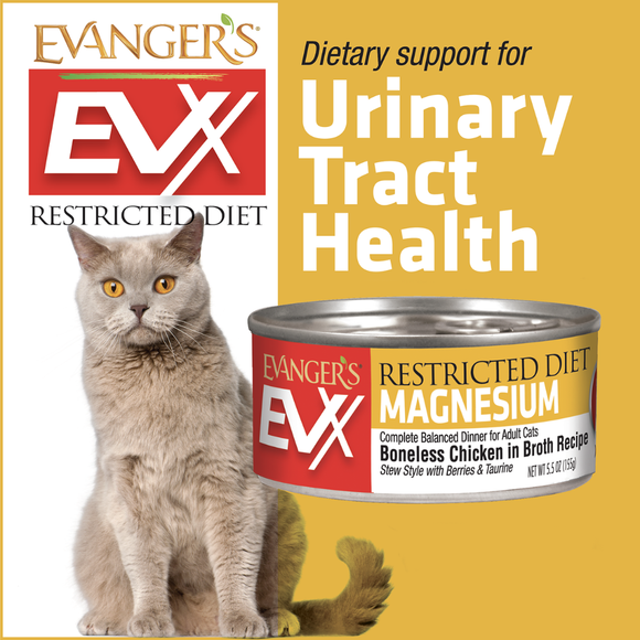 Evanger’s EVX Restricted Diet Urinary Tract Boneless Chicken in Brothe Recipe Wet Cat Food (5.5 oz x 24 cans) - Cat