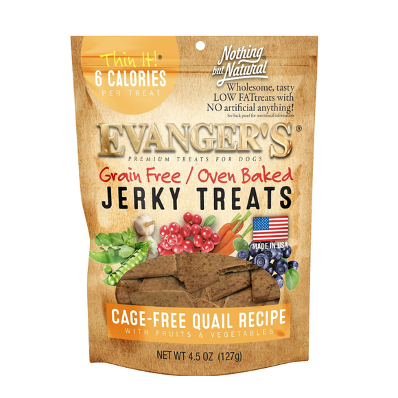 Evanger’s Grain-Free Oven Baked Qauil Recipe Jerky Treats for Dogs (4.5 oz) - Jerky Dog Treats 1