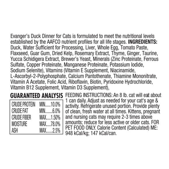 Evanger’s Super Premium Duck Dinner Grain-Free Wet Cat Food (5.5-oz x 24 cans) - Cat Food 3