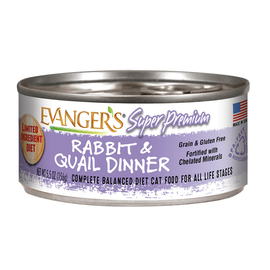 Evanger’s Super Premium Rabbit & Quail Dinner Grain-Free Wet Cat Food (5.5-oz x 24 cans) - Cat Food 1