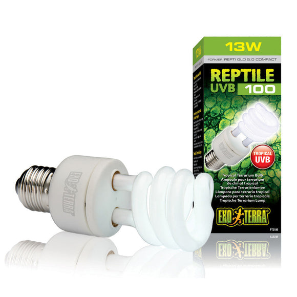 Exo Terra Reptile Tropical Compact Fluorescent Lamp - 13-watt / UVB 100 - Reptile & Amphibian Habitat Heating &