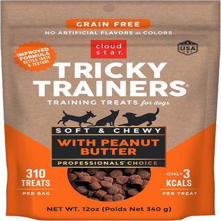 Cloud Star Tricky Trainers Grain Free Chewy Dog Treats Peanut Butter (12 oz)