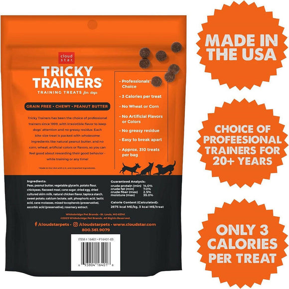 Cloud Star Tricky Trainers Grain Free Chewy Dog Treats Peanut Butter (12 oz)