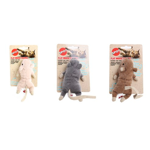 Spot Flat Mouse Frankie with Nip Catnip Toy, Assorted Colors