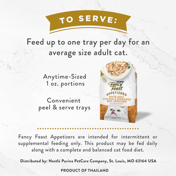 Fancy Feast Appetizers Grain-Free White Meat Chicken & Shredded Beef Appetizer in Savory Broth Wet Cat Food,