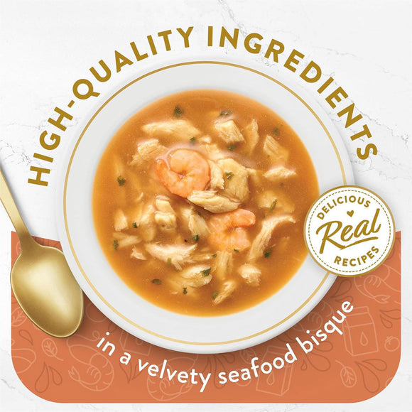 Fancy Feast Broths Seafood Bisque with Shrimp Grain-Free Lickable Cat Food Topper