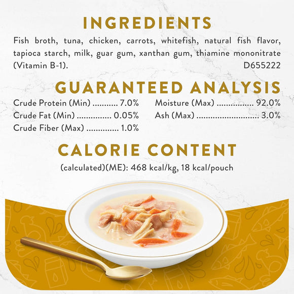 Fancy Feast Creamy Broths with Tuna, Chicken & Whitefish Supplemental Wet Cat Food Pouches