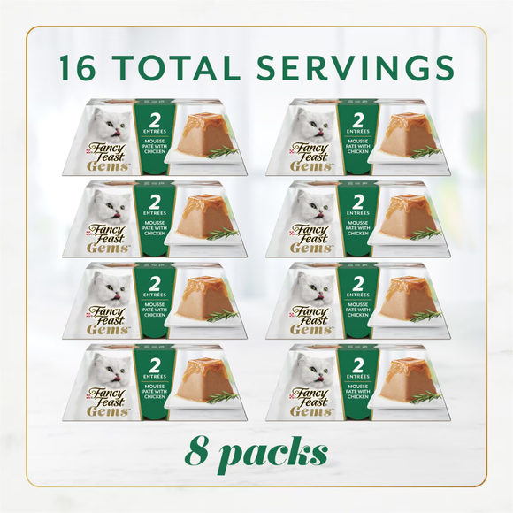 Fancy Feast Gems Mousse Pate Chicken & Gravy Halo Wet Cat Food (2 oz x 16 trays) - Cat Food 2