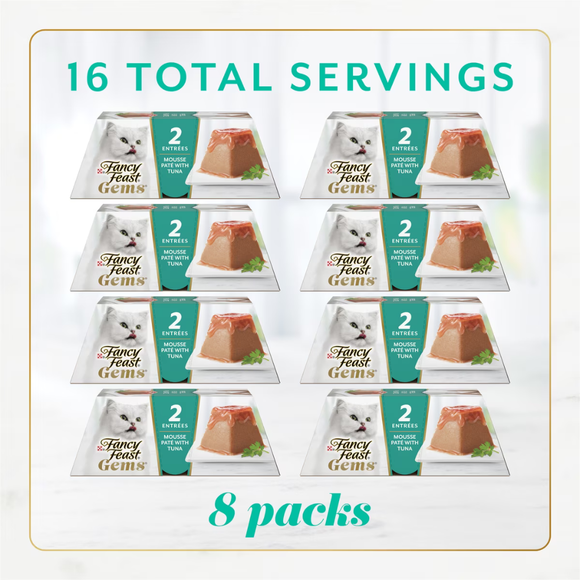 Fancy Feast Gems Mousse Pate Tuna & Gravy Halo Wet Cat Food (2 oz x 16 trays) - Cat Food 2