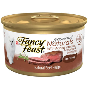 Fancy Feast Gourmet Naturals Beef Recipe in Gravy Canned Cat Food, 3-oz, case of 12