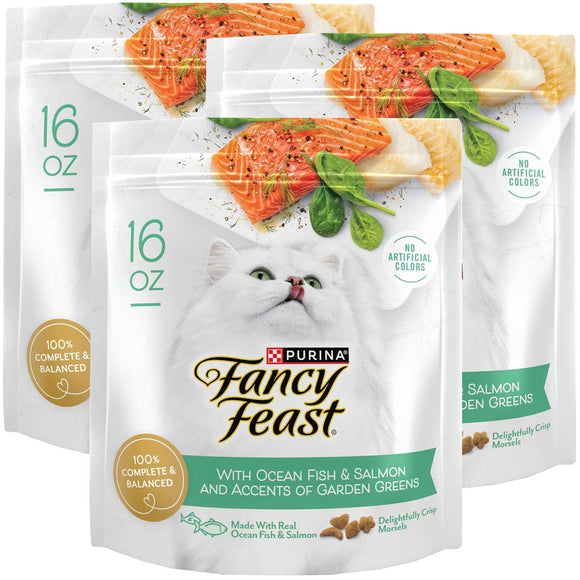 Fancy Feast Gourmet Ocean Fish & Salmon & Accents of Garden Greens Dry Cat Food, 48-oz