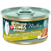 Fancy Feast Medleys White Meat Chicken Primavera Pate Wet Cat Food, 3-oz case of 24
