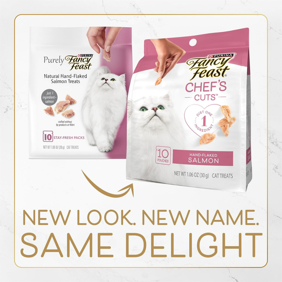 Fancy Feast Purely Natual Hand-Flaked Salmon Cat Treats (10 pouches) - Cat Treats 2