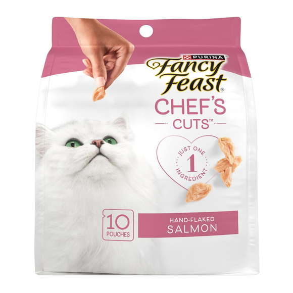 Fancy Feast Purely Natual Hand-Flaked Salmon Cat Treats (10 pouches) - Cat Treats 1