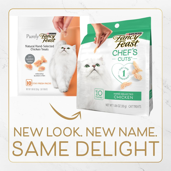 Fancy Feast Purely Natual Hand-Selected Chicken Cat Treats (10 pouches) - Cat Food 2