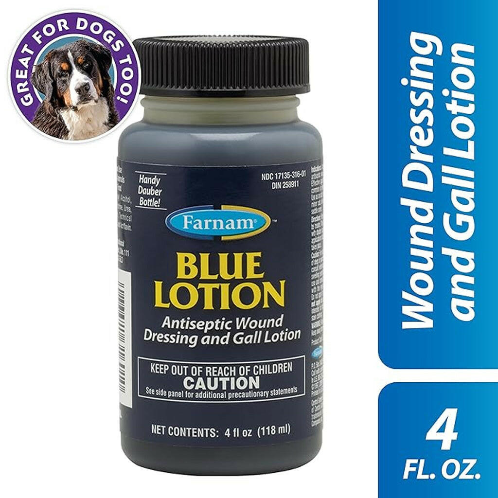 Farnam Blue Lotion Antiseptic Wound Dressing and Gall Lotion For Horses & Dogs(4 oz) Farnam Blue Lotion Antiseptic Wound Dressing and Gall Lotion For Horses & Dogs(4 oz)