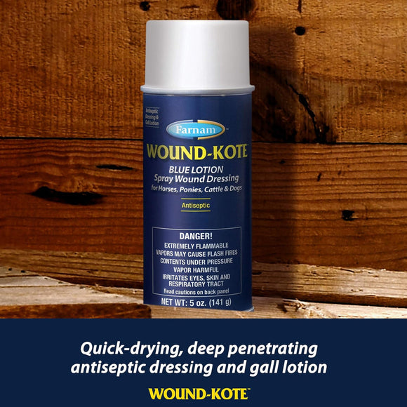 Farnam Wound Kote Blue Spray – Antiseptic Wound Dressing for Horses & Dogs