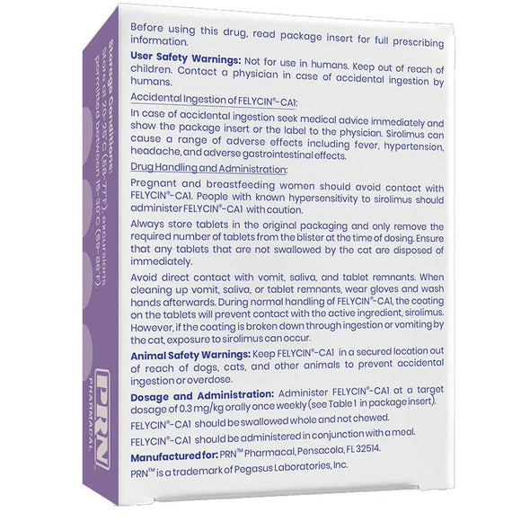 Box of Felvincat with safety warnings and dosing instructions on a white background