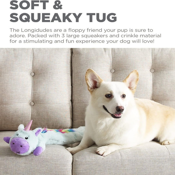 Outward Hound Longidudes Unicorn Plush & Squeaky Tug Toy For Dog
