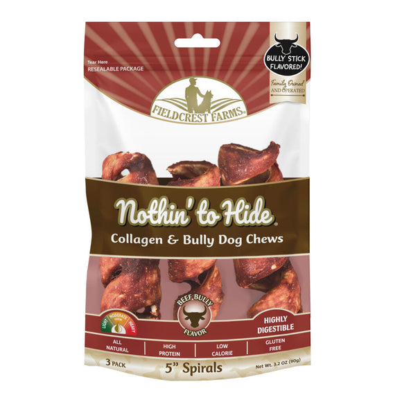 Fieldcrest Farms Nothin’ to Hide Collagen & Bully Spirals Treats For Dogs - 5’’(3 pack) - Dog Treats 11