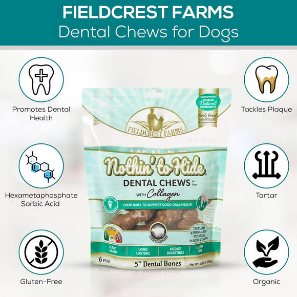 Fieldcrest Farms Nothin’ to Hide Dental Bone Beef Dog Treat 3’’ 12 pack - Dog Dental Chews & Treats 3