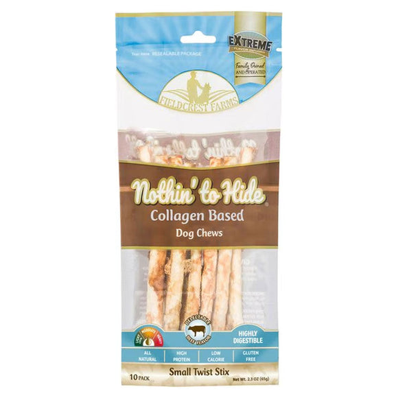 Fieldcrest Farms Nothin’ to Hide Small Twist Stix Beef Flavor Treats For Dogs (10 pack) - Dog Bones Bully Sticks