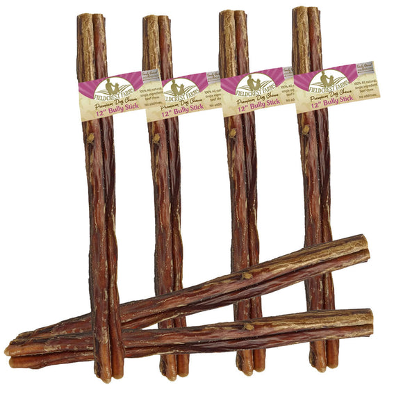 Fieldcrest Farms Premium Dog Chews 12" Bully Stick, 6-count