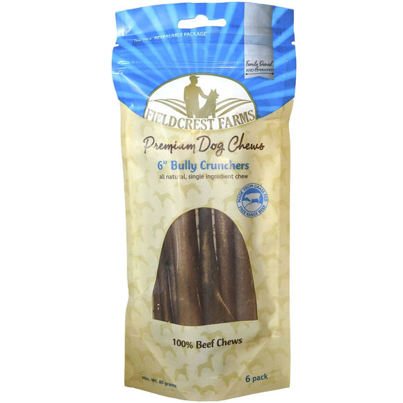 Fieldcrest Farms Premium Dog Chews 6" Bully Crunchers, 6-count