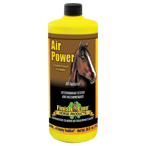 Finish Line Air Power All Natural Cough Formula Liquid Supplement for Horses - 34 oz (68 Doses) - Horse Vitamins &