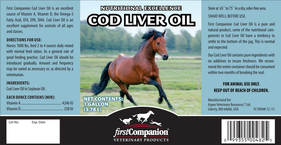First Companion Cod Liver Oil Nutritional Supplements For Horses (gallon) - Horse Vitamins & Supplements 1