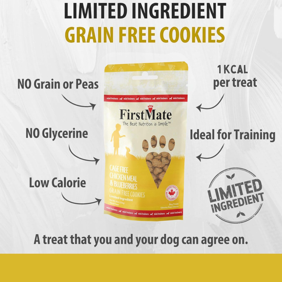 FirstMate Cage Free Chicken Meal & Blueberries Mini Trainers Grain Free Dog Treats (8 oz) - Dog Treats 3