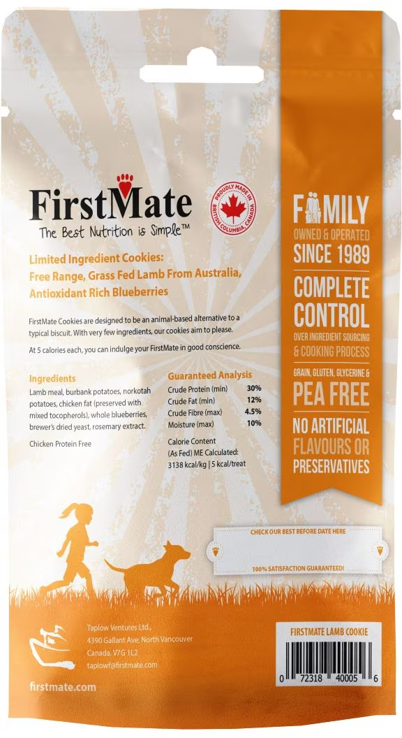 FirstMate Free Range Grass Fed Lamb Meal & Blueberries Grain Free Dog Treats (8 oz) - Dog Treats 2