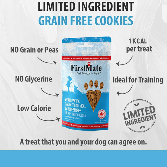 FirstMate Wild Pacific Caught Fish Meal & Blueberries Mini Trainers Grain Free Dog Treats (8 oz) - Dog Treats 2