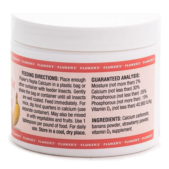 Fluker's Repta Strawberry-Banana Flavored Calcium with Vitamin D3 For Reptiles