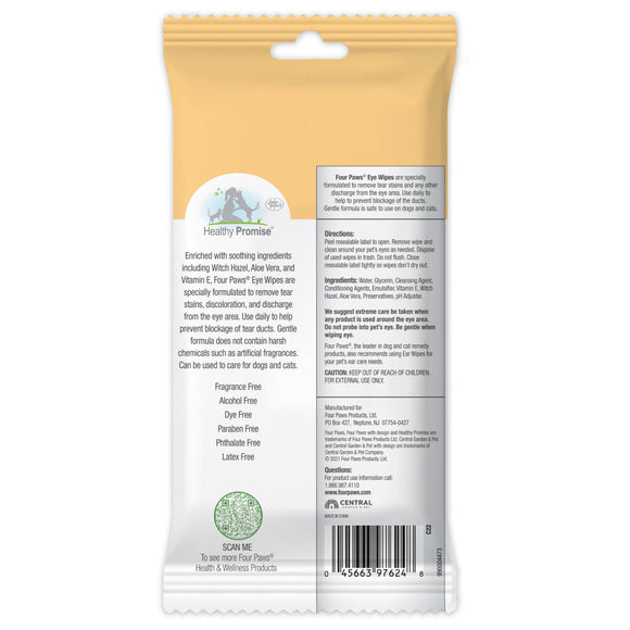 Four Paws Healthy Promise Eye Wipes For Cat & Dog  (35 ct)