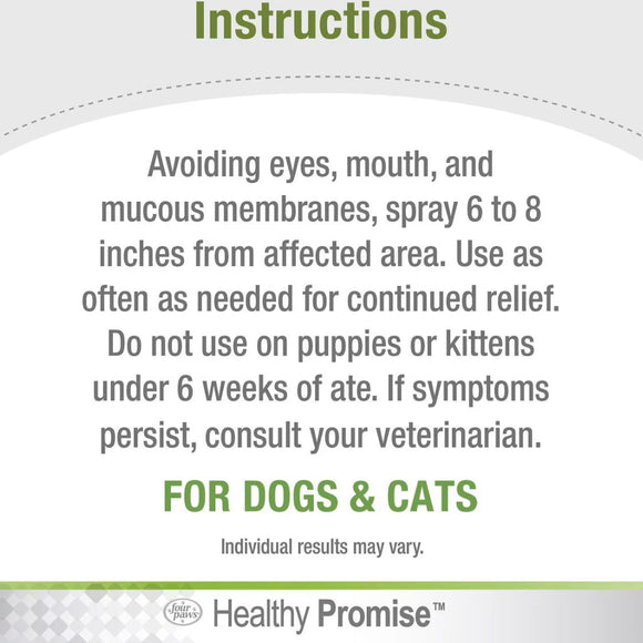 Four Paws Healthy Promise Pet Aid Fast-Acting Anti Itch Spray for Dogs & Cats (8 oz)