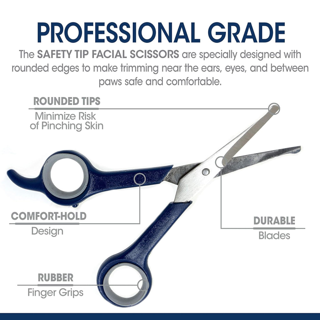 Four Paws Safety Tip Facial Scissors – Safe & Precise Pet Grooming