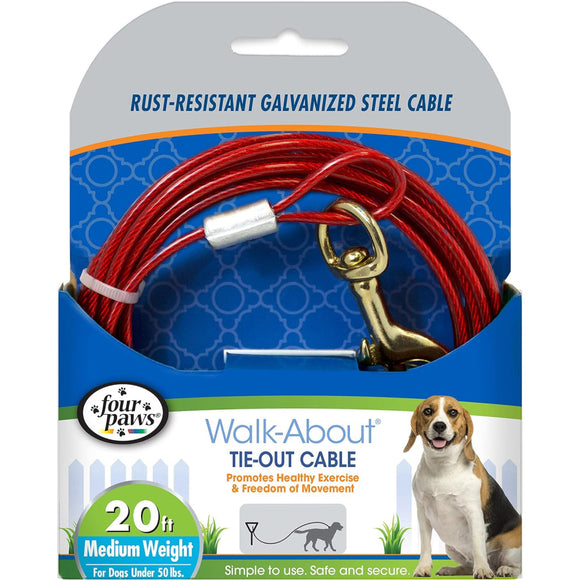 Four Paws Walk-About Medium Weight Tie Out Cable for Dogs under 50 lbs - 20 ft - Leashes Collars & Training 8