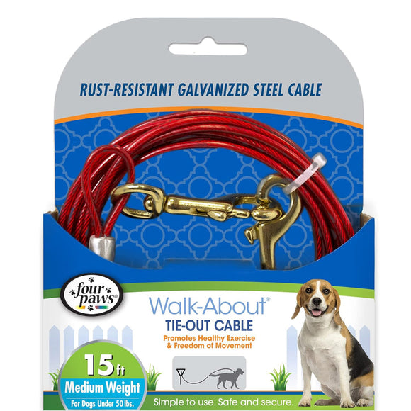 Four Paws Walk-About Medium Weight Tie Out Cable for Dogs under 50 lbs - 15 ft - Leashes Collars & Training 7