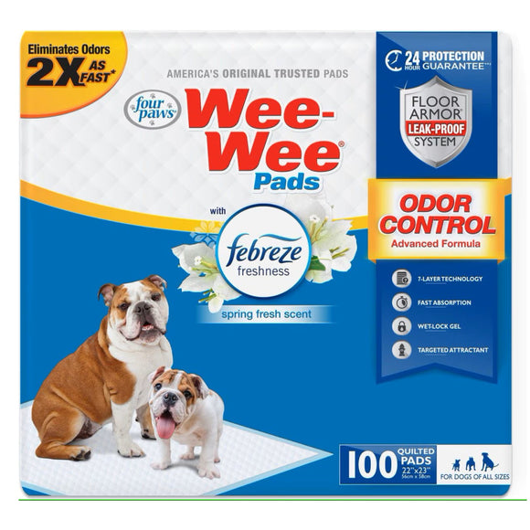 Four Paws Wee-Wee Odor Control Dog Training Pads with Febreze Freshness- 22x23"