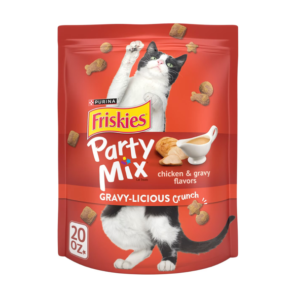 Friskies Party Mix Gravy-Licious Crunch Chicken & Gravy Cat Treats - 20 oz - Cat Treats 10