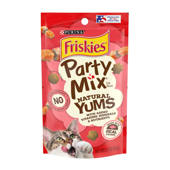 Friskies Party Mix Naturals Real Salmon Crunchy Cat Treats (2.1 oz) - Cat Treats 1