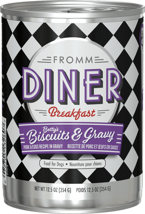 Can of Fromm Diner Breakfast with checkered pattern